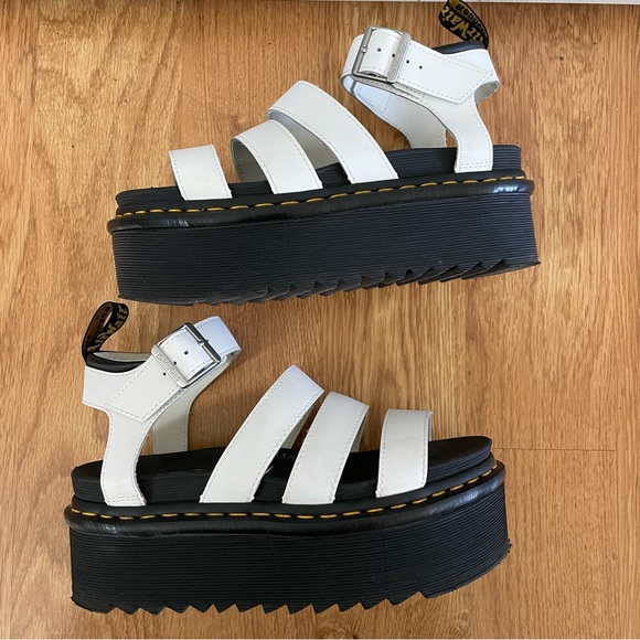EUC Doc Martens Blaire Quad White Platform Sandals Chunky Edgy Trendy - Picture 5 of 6